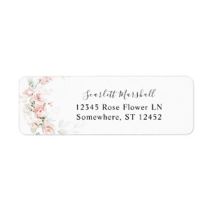 Blush Pink Floral & Eucalyptus Return Address 2 Label