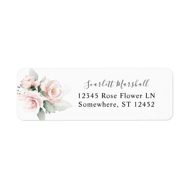 Blush Pink Floral & Eucalyptus Return Address Label (Front)