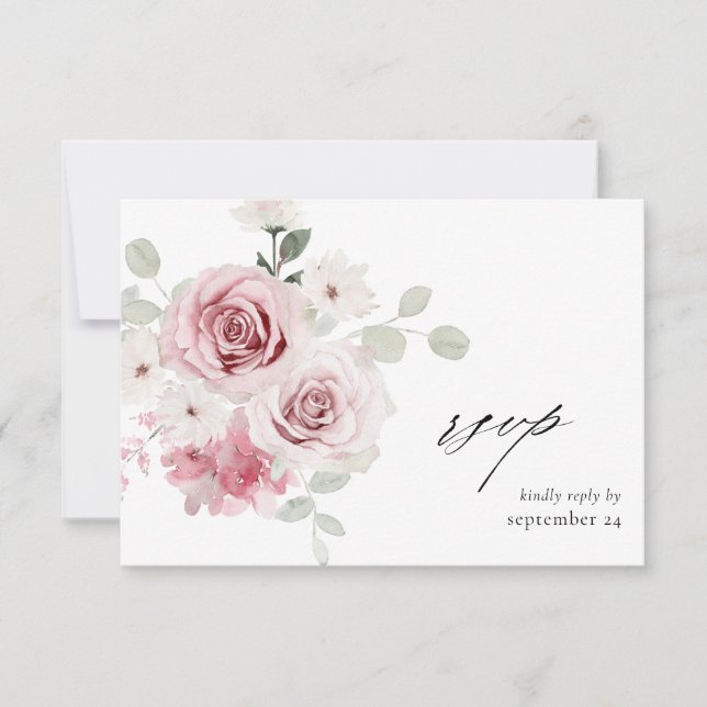 Blush Pink Floral & Eucalyptus w Meal RSVP 2 (Front)