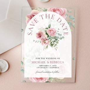 Blush Pink Floral Eucalyptus Wedding Save the Date