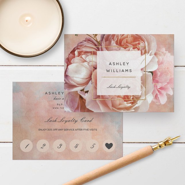 Blush Pink Floral Eyelash Salon Loyalty Card (Creator Uploaded)