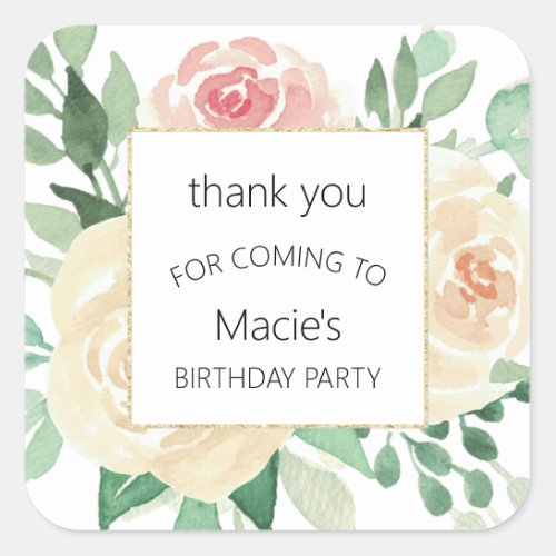 Blush Pink Floral favor thank you sticker