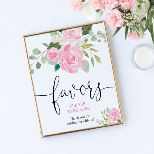 Blush pink floral Favors please take one sign (Creator Uploaded)