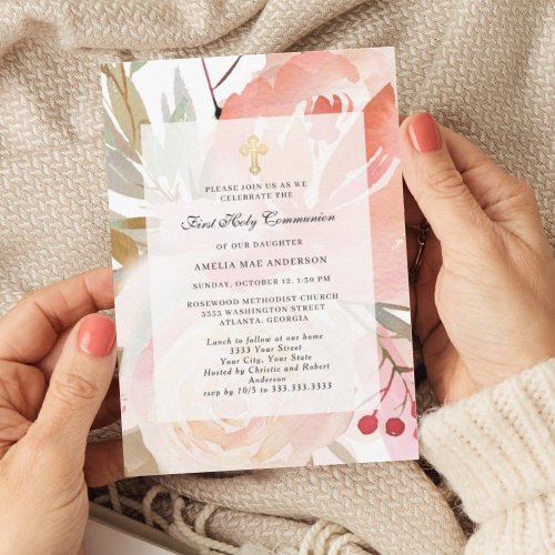Blush Pink Floral First Holy Communion