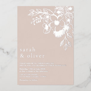 Blush Pink Floral Foil Wedding Invitation Foil Invitation