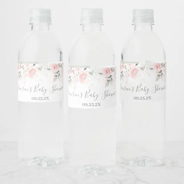 Blush Pink Floral Food and Beverage Label Set Zazzle