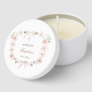 Blush Pink Floral Frame Baptism Mini Candle Favors
