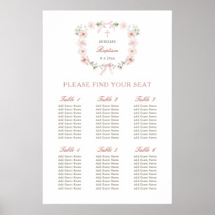 Blush Pink Floral Frame Baptism Seating Chart