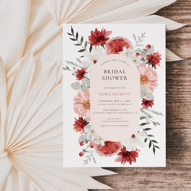 Blush Pink Floral Frame Bridal Shower Invitation (Creator Uploaded)