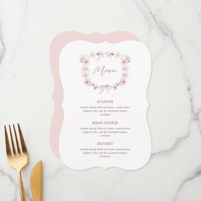 Blush Pink Floral Frame Menu (Front/Back In Situ)