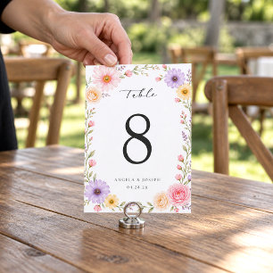 Blush Pink Floral Frame Wedding Table Number