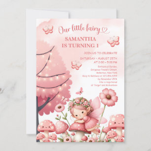 Blush pink floral garden party fairy girl birthday invitation