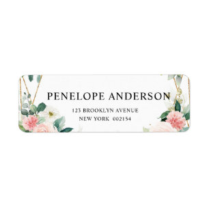 Blush Pink Floral Geometric Botanical Wedding Label