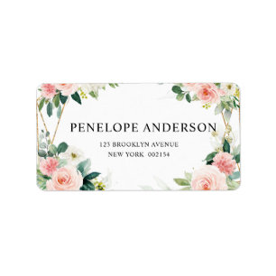 Blush Pink Floral Geometric Botanical Wedding Label