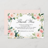 Blush Pink Floral Geometric Botanical Wedding Thank You Card (Front/Back)
