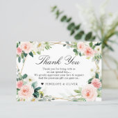Blush Pink Floral Geometric Botanical Wedding Thank You Card (Standing Front)