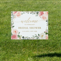 Blush Pink Floral Geometric Bridal Shower Welcome 