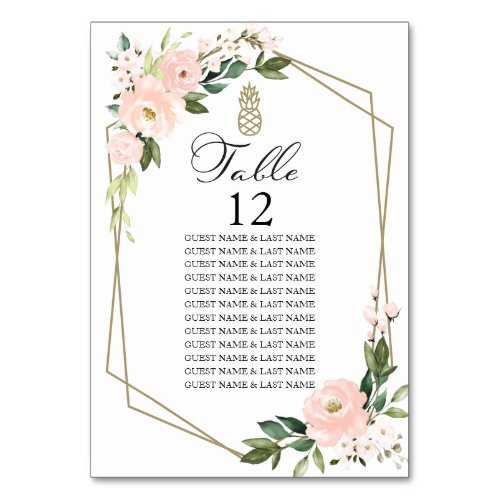 Blush Pink Floral Geometric Wedding Seating Card