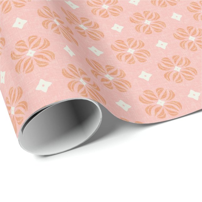 Blush Pink Floral Geometric Wrapping Paper (Roll Corner)