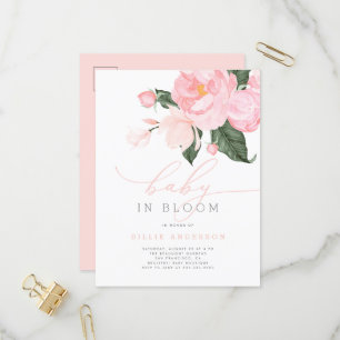 Blush Pink Floral Girl Baby in Bloom Shower Invitation Postcard