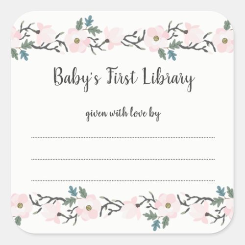 Blush Pink Floral girl baby shower bookplate