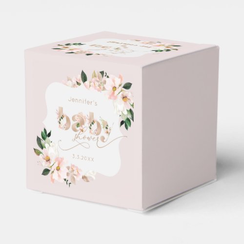 Blush pink floral girl baby shower Bracket Favor Boxes