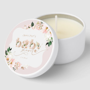 Blush pink floral girl baby shower Bracket Mini Candle Favors