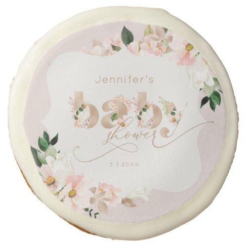 Blush pink floral girl baby shower Bracket Sugar Cookie