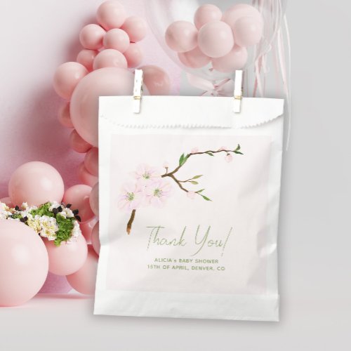 Blush pink floral girl baby shower favor bag