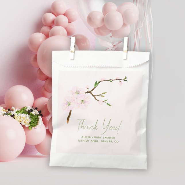 Blush pink floral girl baby shower favor bag (Creator Uploaded)