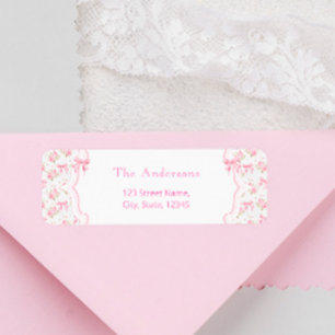 Blush Pink Floral Girl Baby Shower Label