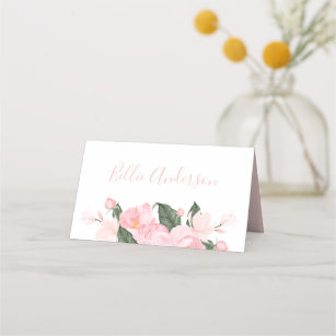 Blush Pink Floral Girl Baby Shower Place Card