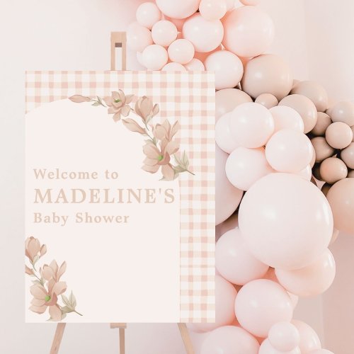 Blush Pink Floral Girl Baby Shower Welcome Sign