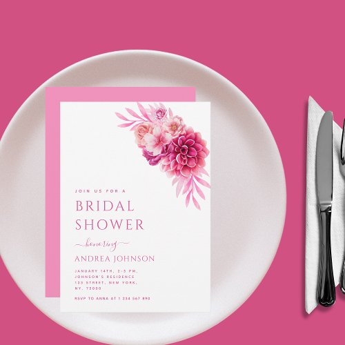 Blush Pink Floral Girl Cute Elegant Bridal Shower Invitation