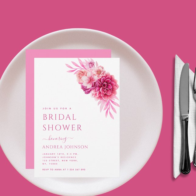 Blush Pink Floral Girl Cute Elegant Bridal Shower Invitation (Creator Uploaded)