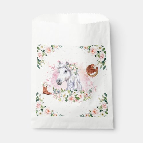 Blush Pink Floral Girl Horse Birthday Party Favor Bag