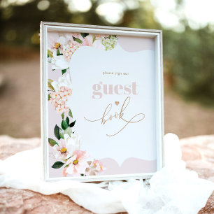 Blush pink floral girl shower sign the Guest book 