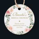 Blush Pink Floral Gold  Bridal Shower Thank you Fa Favor Tags<br><div class="desc">Elegant Blush pink / peach spring floral botanical bridal shower thank you favor tag featuring a bouquet of soft pastel watercolor roses, peonies and hydrangeas in shades of blush pink, peach and cream with lush green botanical leaves and eucalyptus leaves with gold geometric frame. Please find more matching designs and...</div>