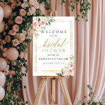Blush pink floral gold bridal shower welcome sign<br><div class="desc">Blush pink floral gold bridal shower welcome sign poster,  Contact me for matching items or for customization,  Blush Roses ©</div>