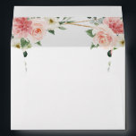 Blush Pink Floral Gold Geometric Botanical Wedding Envelope<br><div class="desc">Elegant Blush pink / peach spring floral botanical wedding envelope featuring a bouquet of soft pastel watercolor roses, peonies and hydrangeas in shades of blush pink, peach and cream with lush green botanical leaves and eucalyptus leaves with gold geometric frame. Please find more matching designs and variations from my "blissweddingpaperie"...</div>