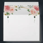 Blush Pink Floral Gold Geometric Botanical Wedding Envelope<br><div class="desc">Elegant Blush pink / peach spring floral botanical wedding envelope featuring a bouquet of soft pastel watercolor roses, peonies and hydrangeas in shades of blush pink, peach and cream with lush green botanical leaves and eucalyptus leaves with gold geometric frame. Please find more matching designs and variations from my "blissweddingpaperie"...</div>