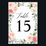 Blush Pink Floral Gold Geometric Botanical Wedding Table Number<br><div class="desc">Elegant Blush pink / peach spring floral botanical wedding table number featuring a bouquet of soft pastel watercolor roses, peonies and hydrangeas in shades of blush pink, peach and cream with lush green botanical leaves and eucalyptus leaves with gold geometric frame. Please find more matching designs and variations from my...</div>