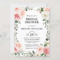Blush Pink Floral Gold Geometric Bridal Shower