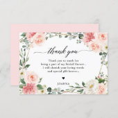 Blush Pink Floral Gold Geometric Bridal Shower Thank You Card (Front/Back)
