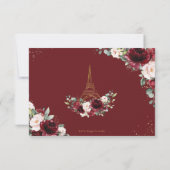 Blush Pink Floral Gold Paris Eiffel Quinceañera  RSVP Card (Back)