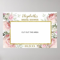Blush Pink Floral Gold Photo Booth Frame Prop