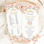 Blush Pink Floral Gold Quinceañera Order of Events Program<br><div class="desc">Personalize this double sided chic slim program card easily and quickly, Simply click the Edit Using Design Tools button to further edit the text, wording, font style, font size, font color, add more text, move or remove some images. The butterflies and crown are movable, resizable, multipliable and removable. Customize it...</div>