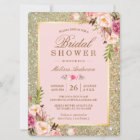 Blush Pink Floral Gold Sparkles Bridal Shower
