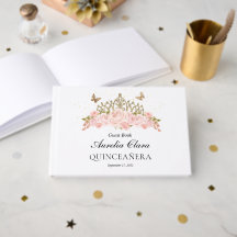 Blush Pink Floral Gold Tiara Quinceanera Welcome