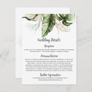 Blush Pink Floral Gold Tropical Greenery Wedding Enclosure Card